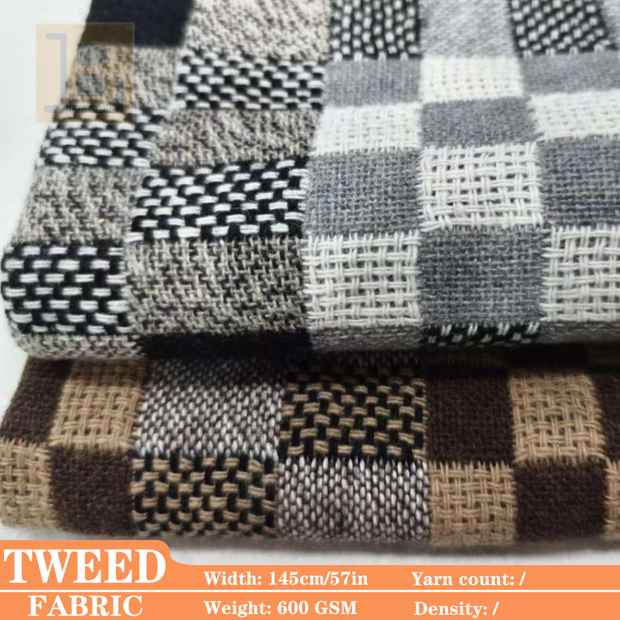 Sewing Tweed - Grid Tweed Wool Fabric，for Fall/Winter Dresses,