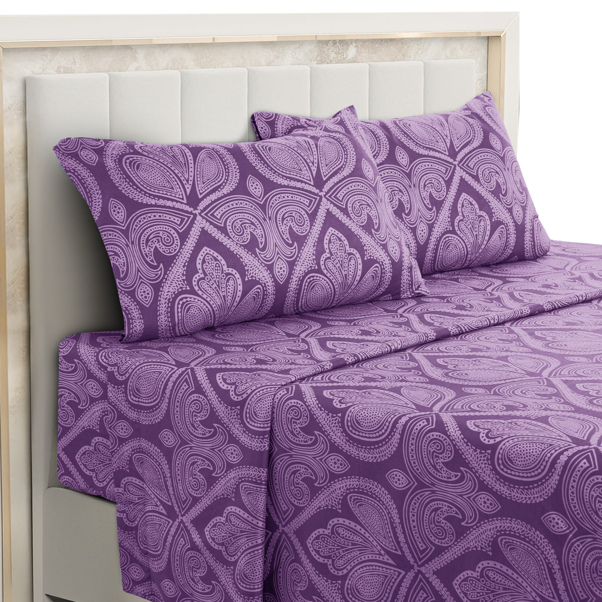 Fabric Softener Sheet - Lux Decor 4-Piece Paisley Bed Sheet