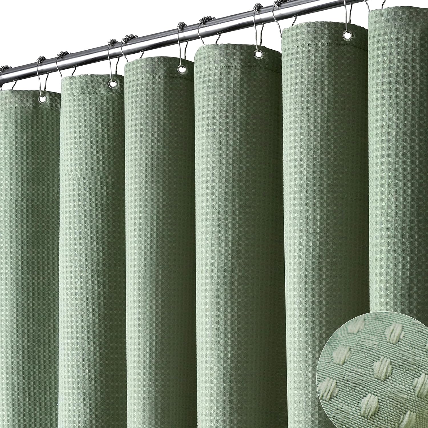 Fabric Weight Set - Sage Green Shower Curtain - Waffle