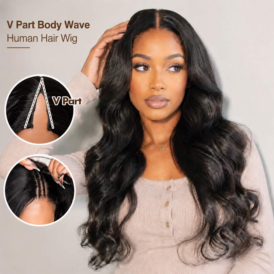 Sewing V - V Part Wig Human Hair Body