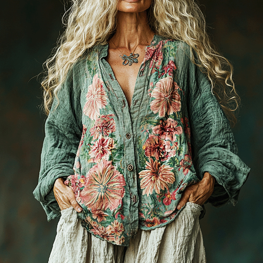 Vintage Floral Printed Shirts  - Sewing V avaliação e preço
