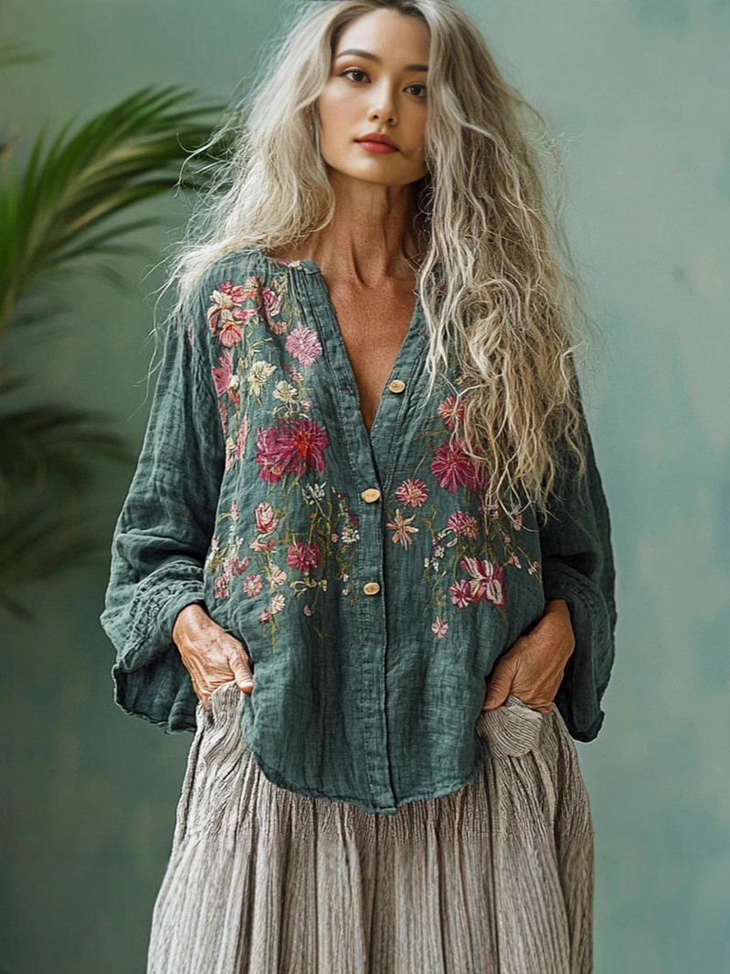 Vintage Floral Printed Shirts  - Sewing V avaliação e preço