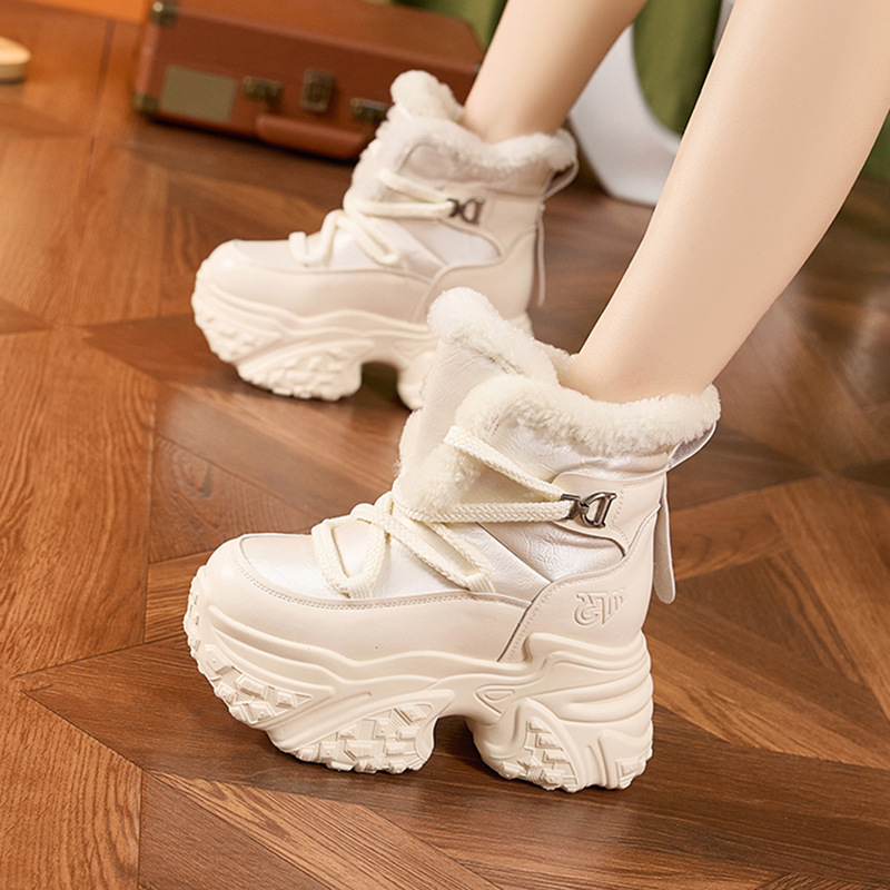 Women Winter White Snow Boots  - Sewing Fleece avaliação e preço