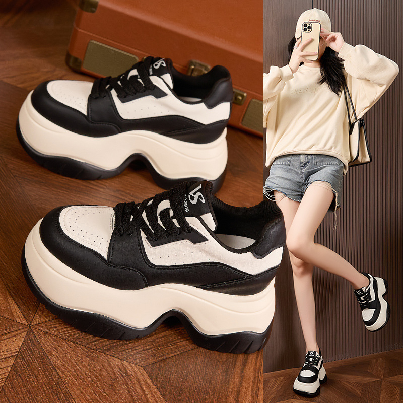 8cm Platform White Sneakers Wo - Sewing Fleece avaliação e preço