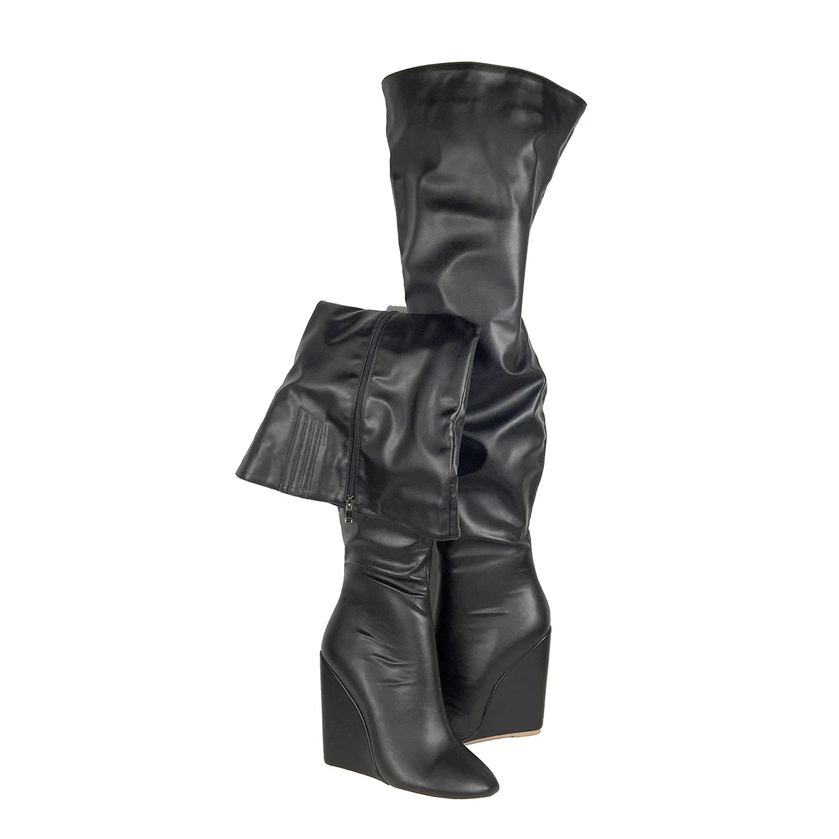 Women’s Black Over-the-Knee Bo - Sewing Zipper avaliação e preço