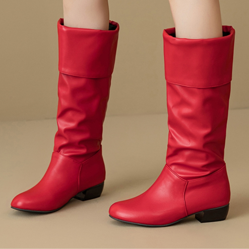 Slip on Knee High Boots Pleate - Sewing Fleece avaliação e preço
