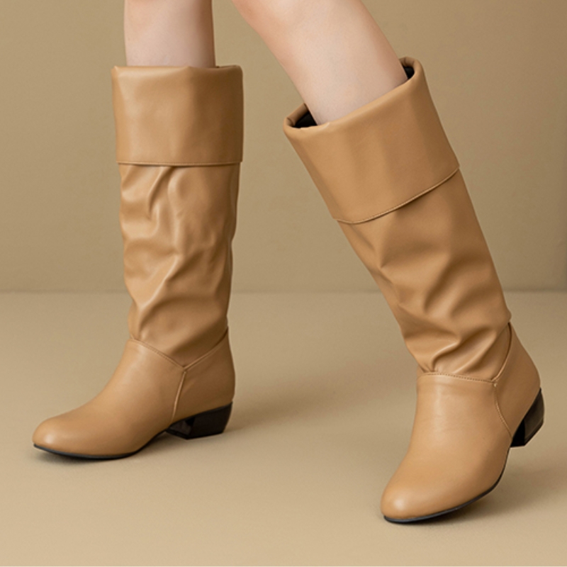 Slip on Knee High Boots Pleate - Sewing Fleece avaliação e preço
