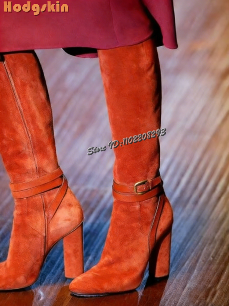 Retro Buckle Straps Boots Sued - Sewing Zipper avaliação e preço
