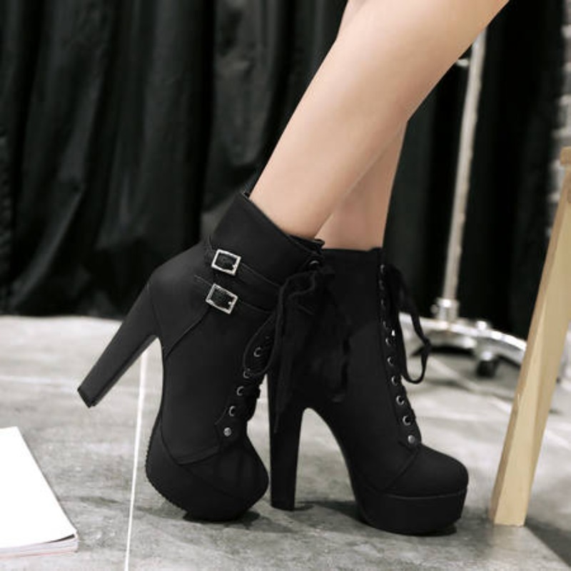 Winter Women Platform Ankle Bo - Sewing Fleece avaliação e preço