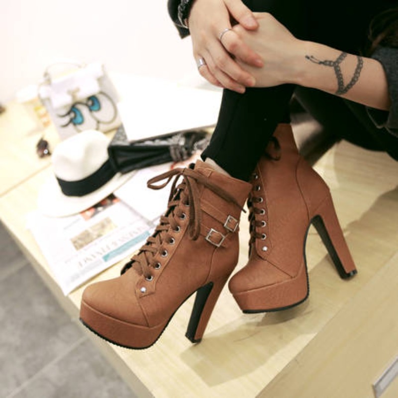 Winter Women Platform Ankle Bo - Sewing Fleece avaliação e preço