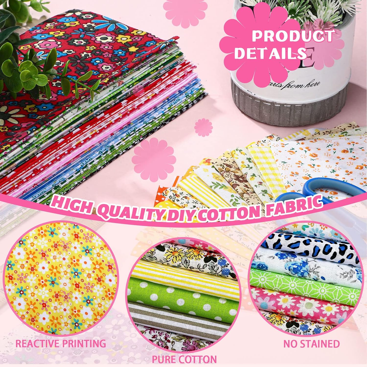 50PCS/100PCS 100% Cotton Fabri - Sewing Tweed avaliação e preço