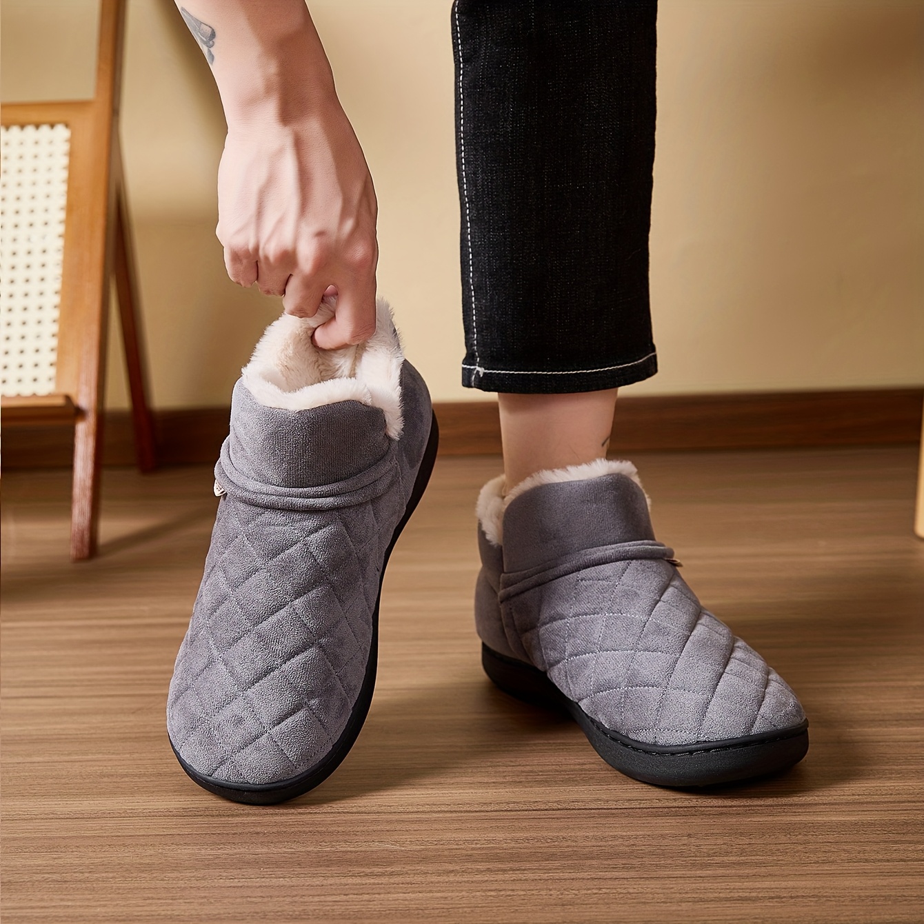 Winter Warm Plush Slippers Men - Sewing House avaliação e preço
