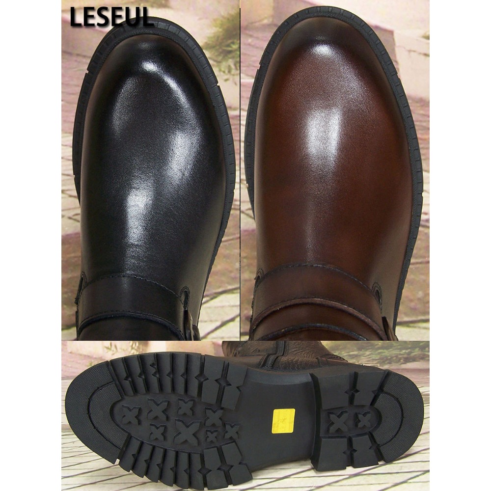 Fashion Men's Genuine Leather  - Sewing Zipper avaliação e preço