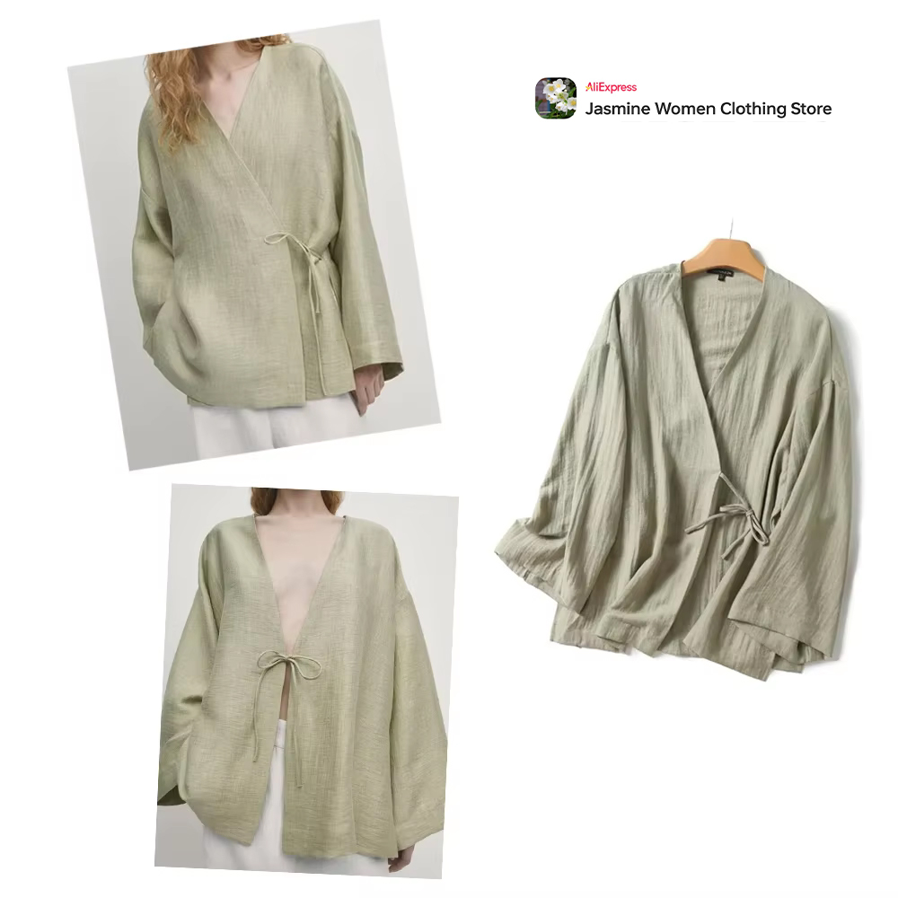 Comfy Olive Blouse with Ties L - Sewing V avaliação e preço