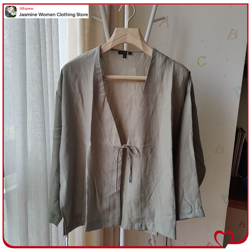 Comfy Olive Blouse with Ties L - Sewing V avaliação e preço
