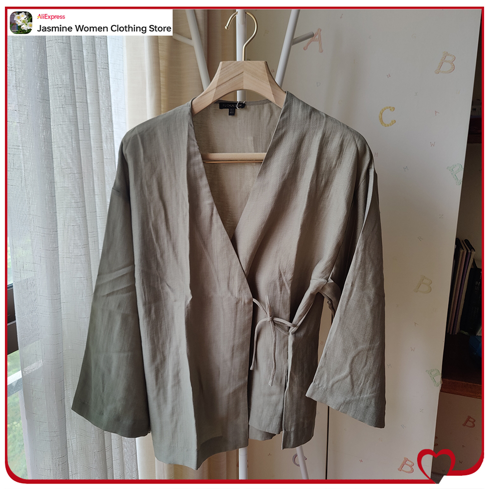 Comfy Olive Blouse with Ties L - Sewing V avaliação e preço