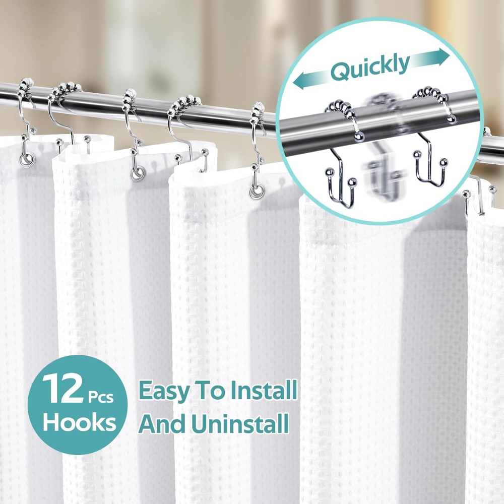 3 in 1 Waffle Shower Curtain S - Fabric Weight Set avaliação e preço