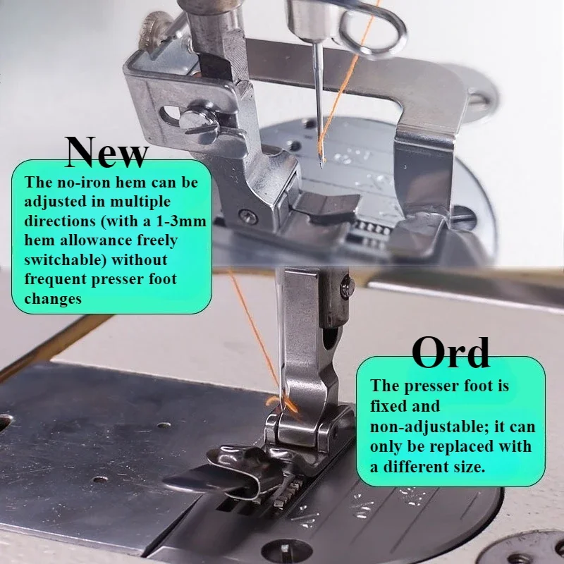 Adjustable No-Iron Hemmer Foot - Textile Sewing Machines avaliação e preço