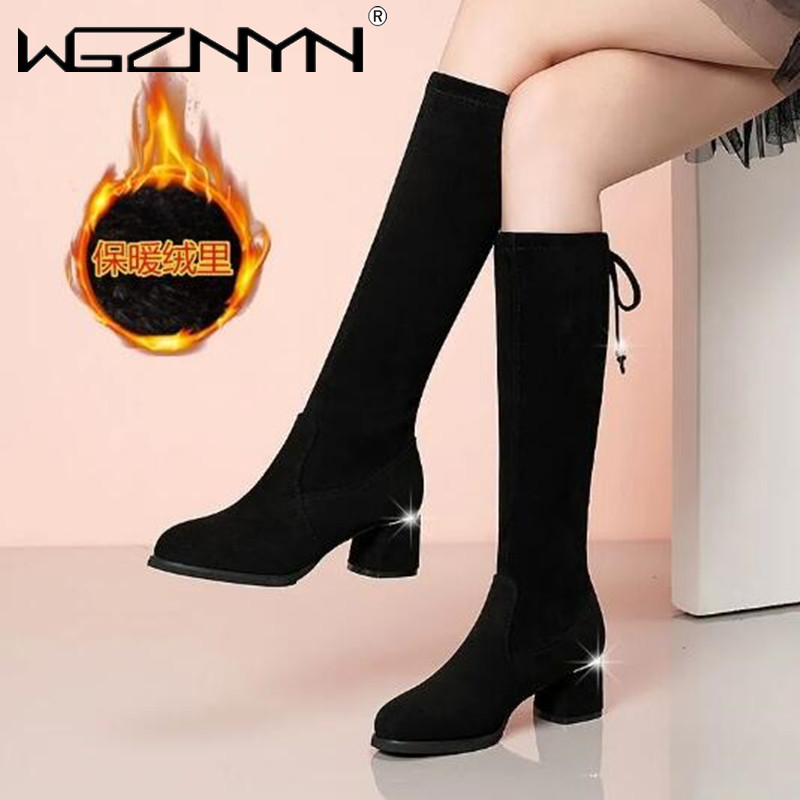 Women Autumn Winter Black Knee - Sewing Fleece avaliação e preço