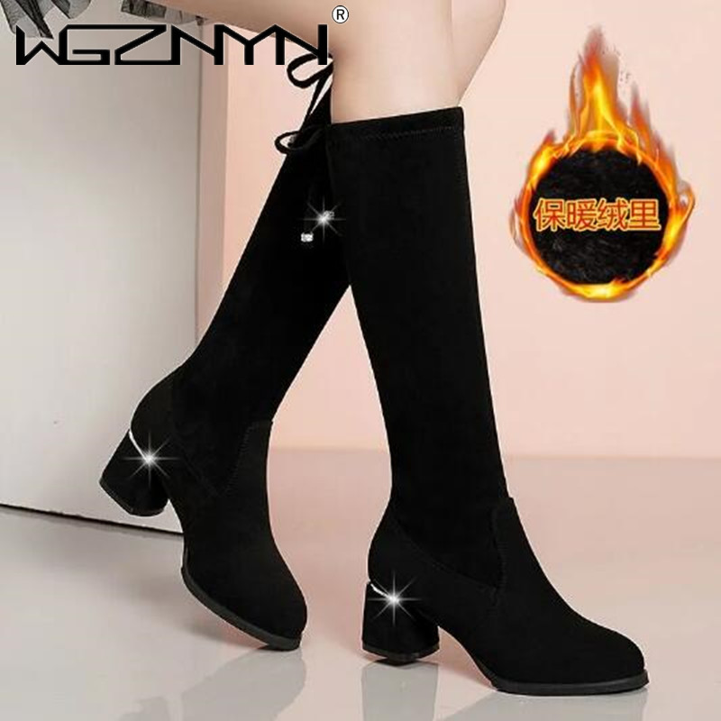 Women Autumn Winter Black Knee - Sewing Fleece avaliação e preço