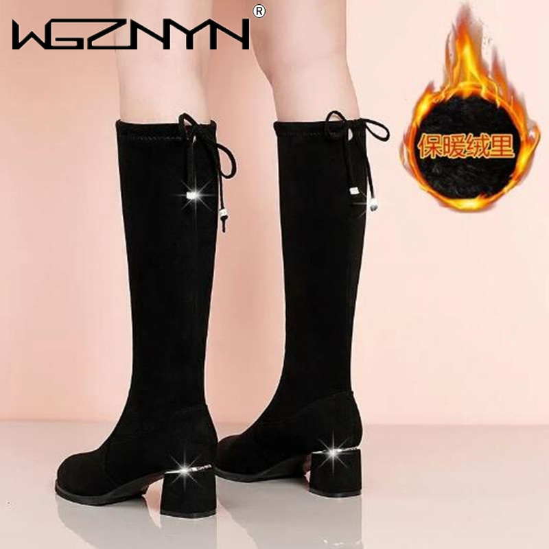 Women Autumn Winter Black Knee - Sewing Fleece avaliação e preço