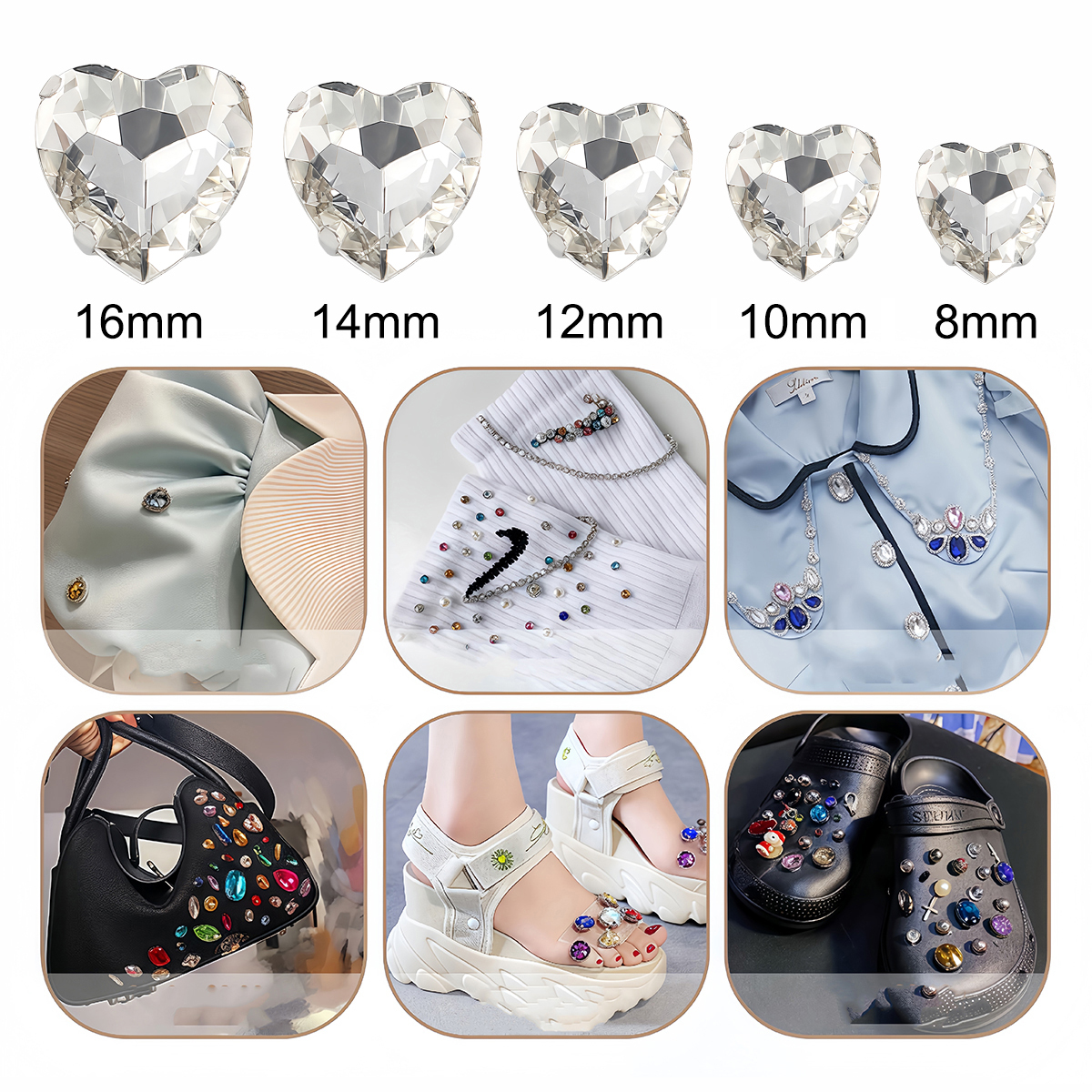 Heart Shape Glass Rhinestones  - Sewing V avaliação e preço