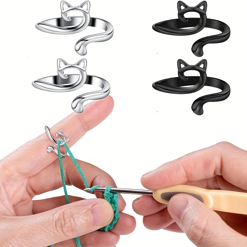 2pcs Adjustable Knitting Croch - Sewing Thimble Metal avaliação e preço