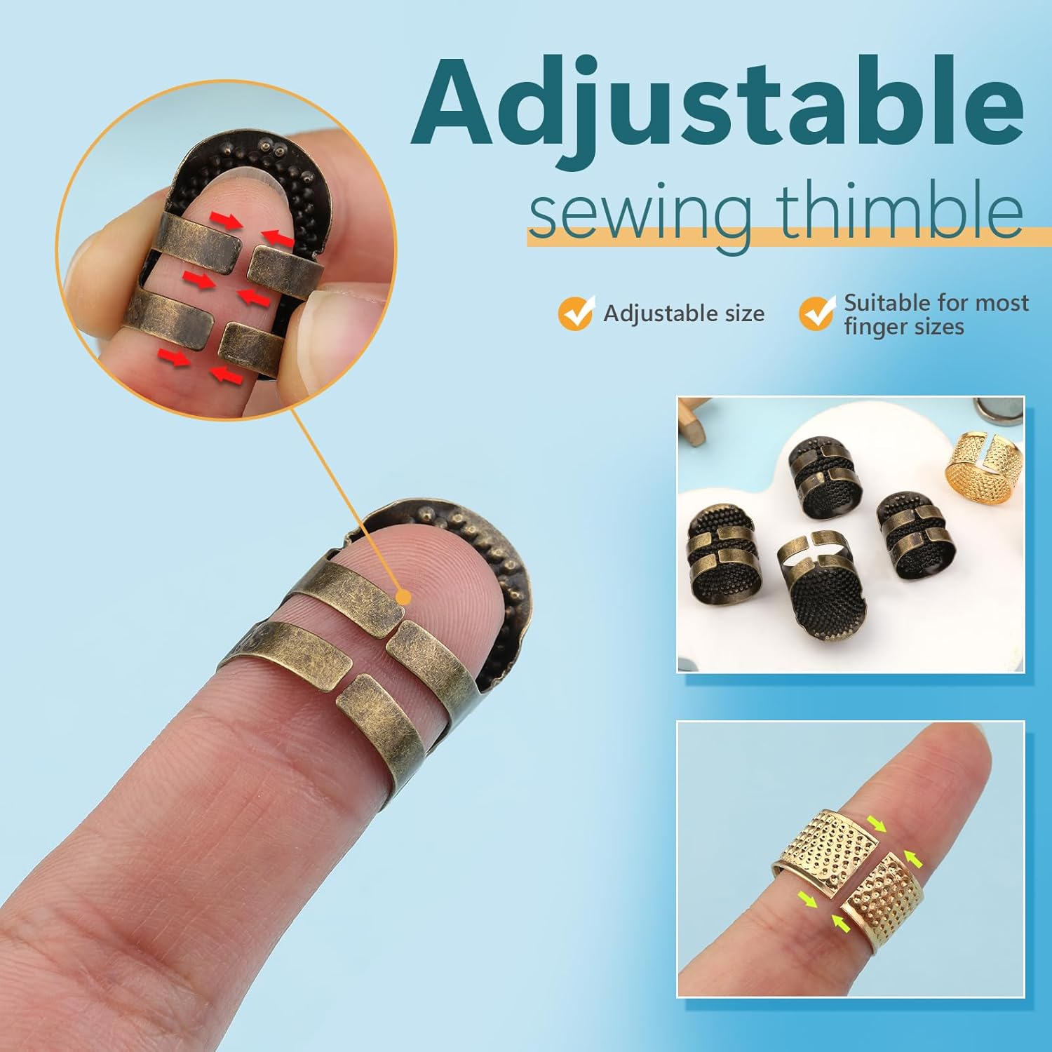 8PCS Sewing Thimble Kit for Ha - Sewing Thimble Metal avaliação e preço