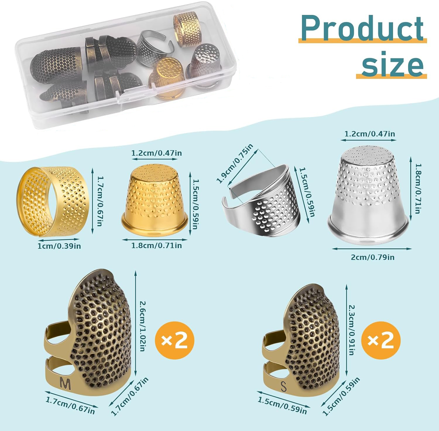 8PCS Sewing Thimble Kit for Ha - Sewing Thimble Metal avaliação e preço