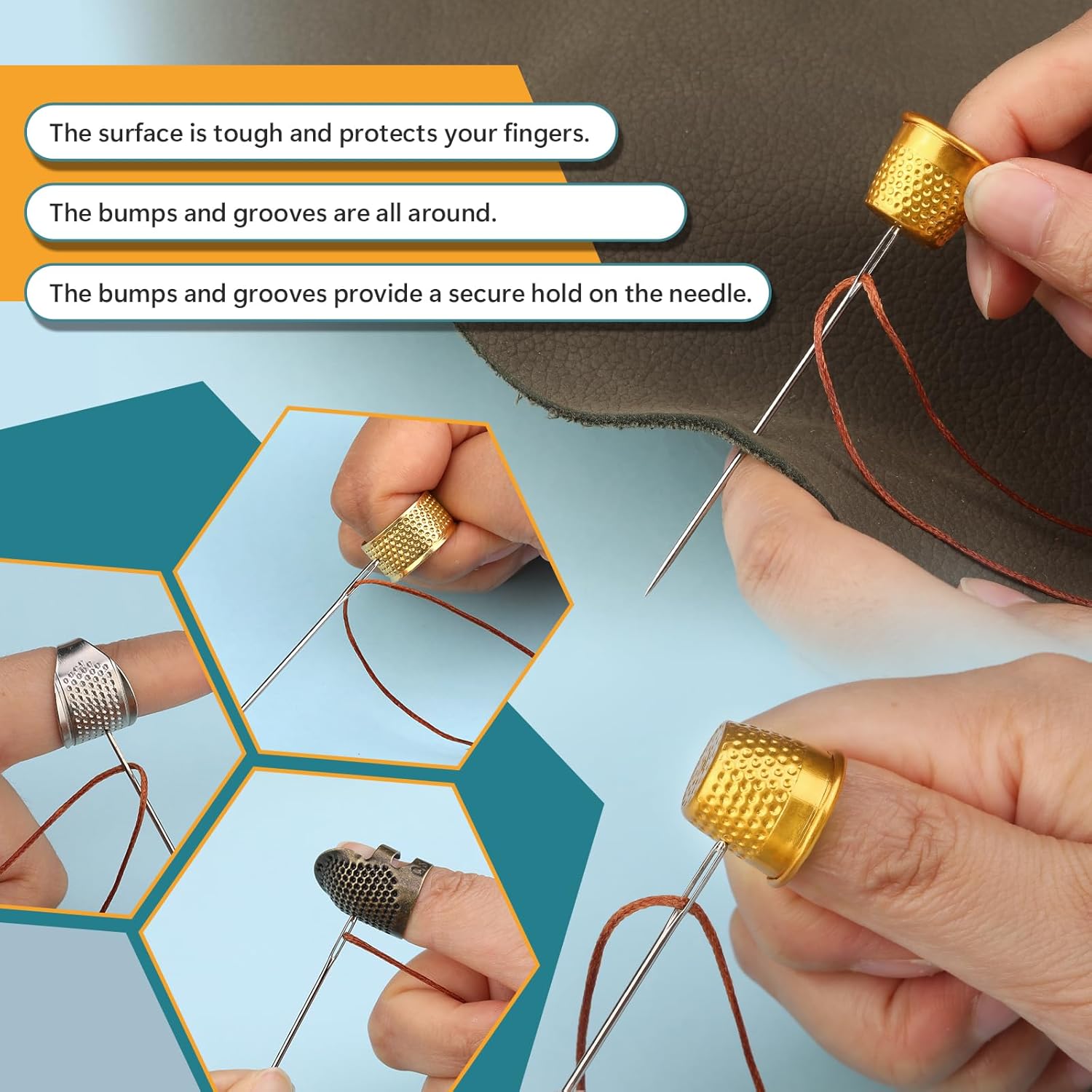 8PCS Sewing Thimble Kit for Ha - Sewing Thimble Metal avaliação e preço