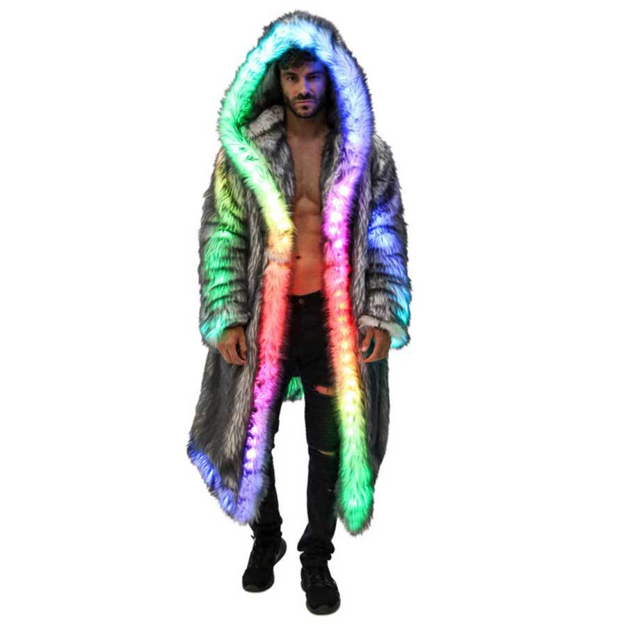 Faux Fur Coat Men Hooded Outer - Sewing V avaliação e preço