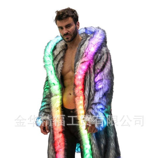 Faux Fur Coat Men Hooded Outer - Sewing V avaliação e preço