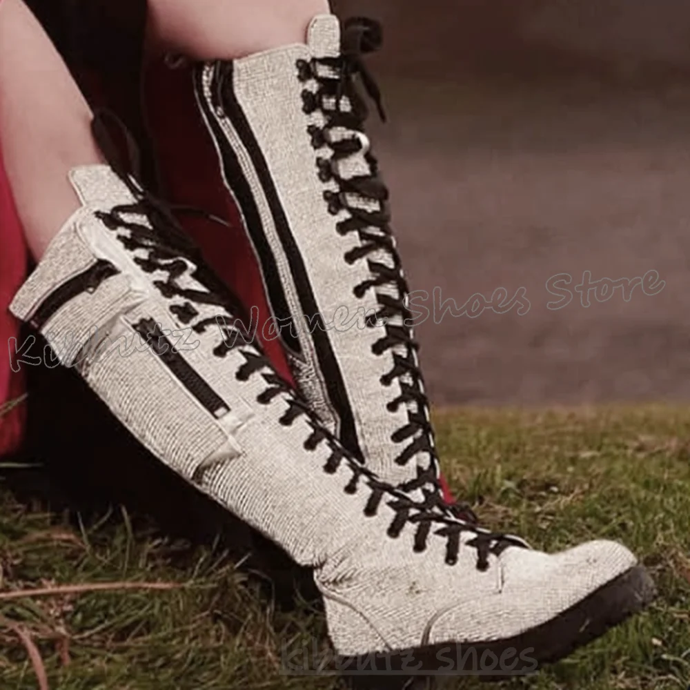 Knee High Boots Bling Glossy P - Sewing Zipper avaliação e preço