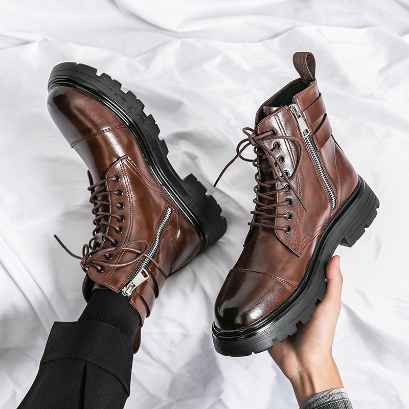 Brand Men's Naked Boots Fashio - Sewing Zipper avaliação e preço
