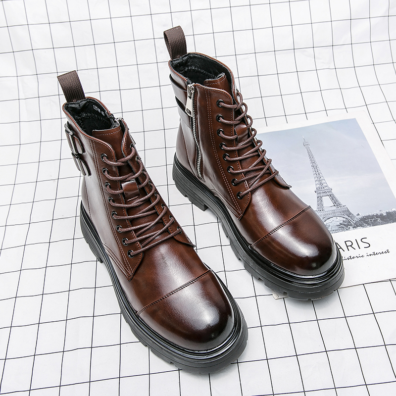 Brand Men's Naked Boots Fashio - Sewing Zipper avaliação e preço
