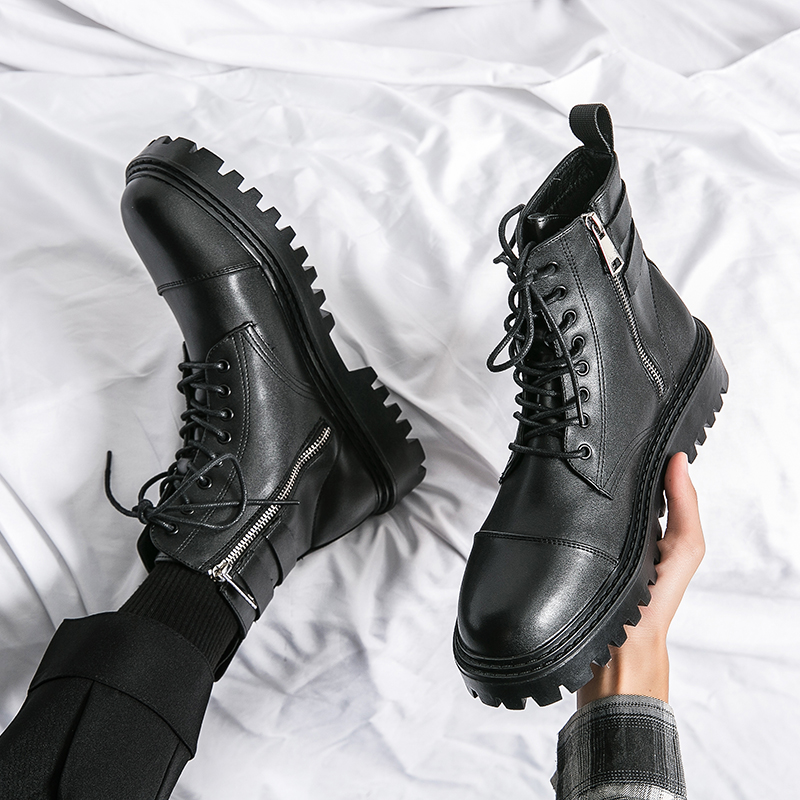 Brand Men's Naked Boots Fashio - Sewing Zipper avaliação e preço