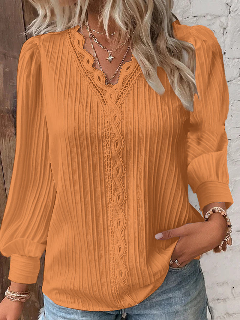 Women's White Blouses Lace Sti - Sewing V avaliação e preço