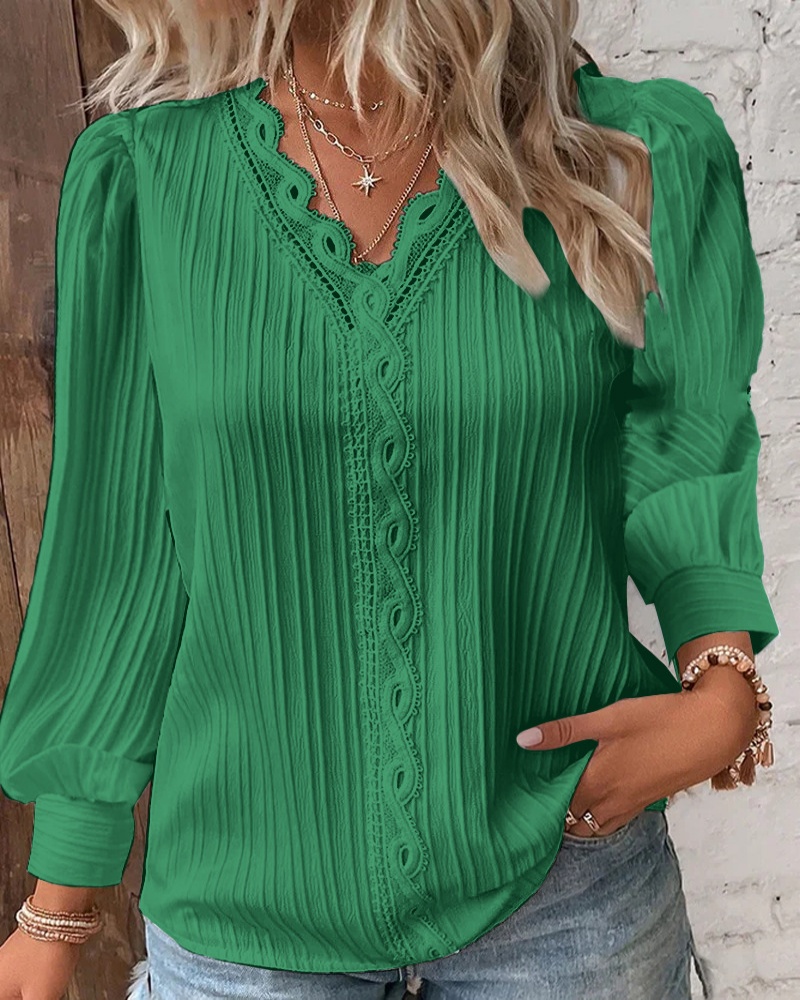 Women's White Blouses Lace Sti - Sewing V avaliação e preço