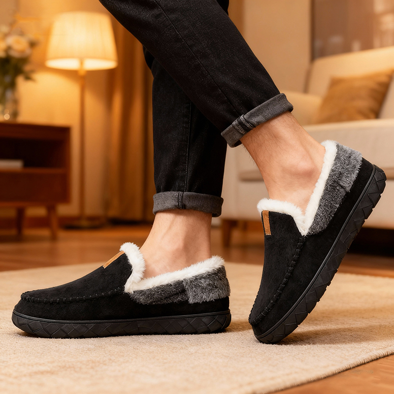 Men's Slippers Home Sewing Plu - Sewing Fleece avaliação e preço