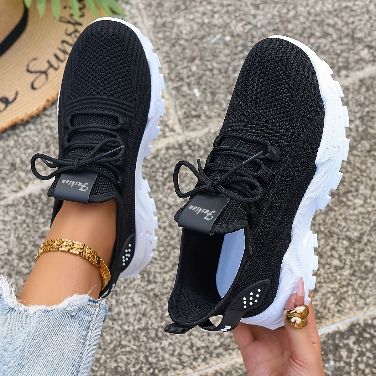 Breathable Knit Sneakers Fashi - Sewing Cloth avaliação e preço