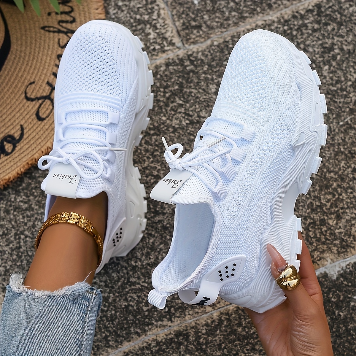 Breathable Knit Sneakers Fashi - Sewing Cloth avaliação e preço