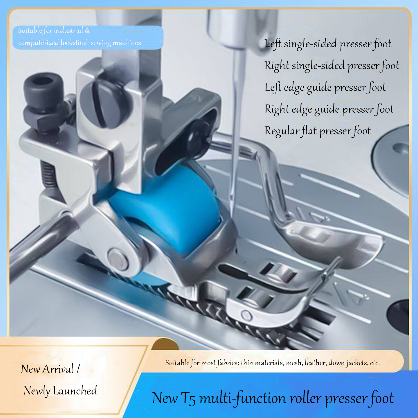 T5 3-Roller Left-Right Edge Gu - Rolled Hem Foot avaliação e preço
