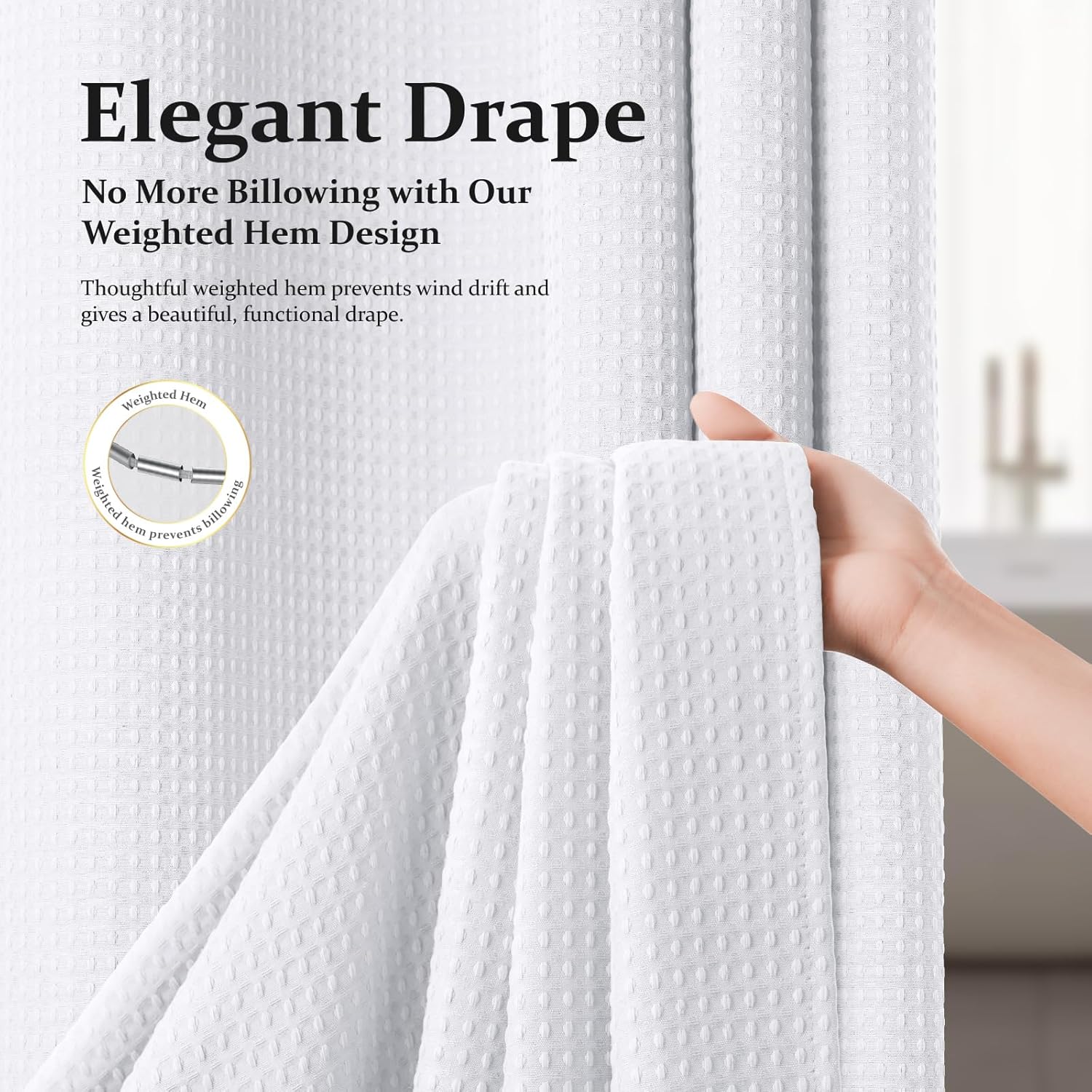 White Fabric Shower Curtain, W - Fabric Weight Set avaliação e preço