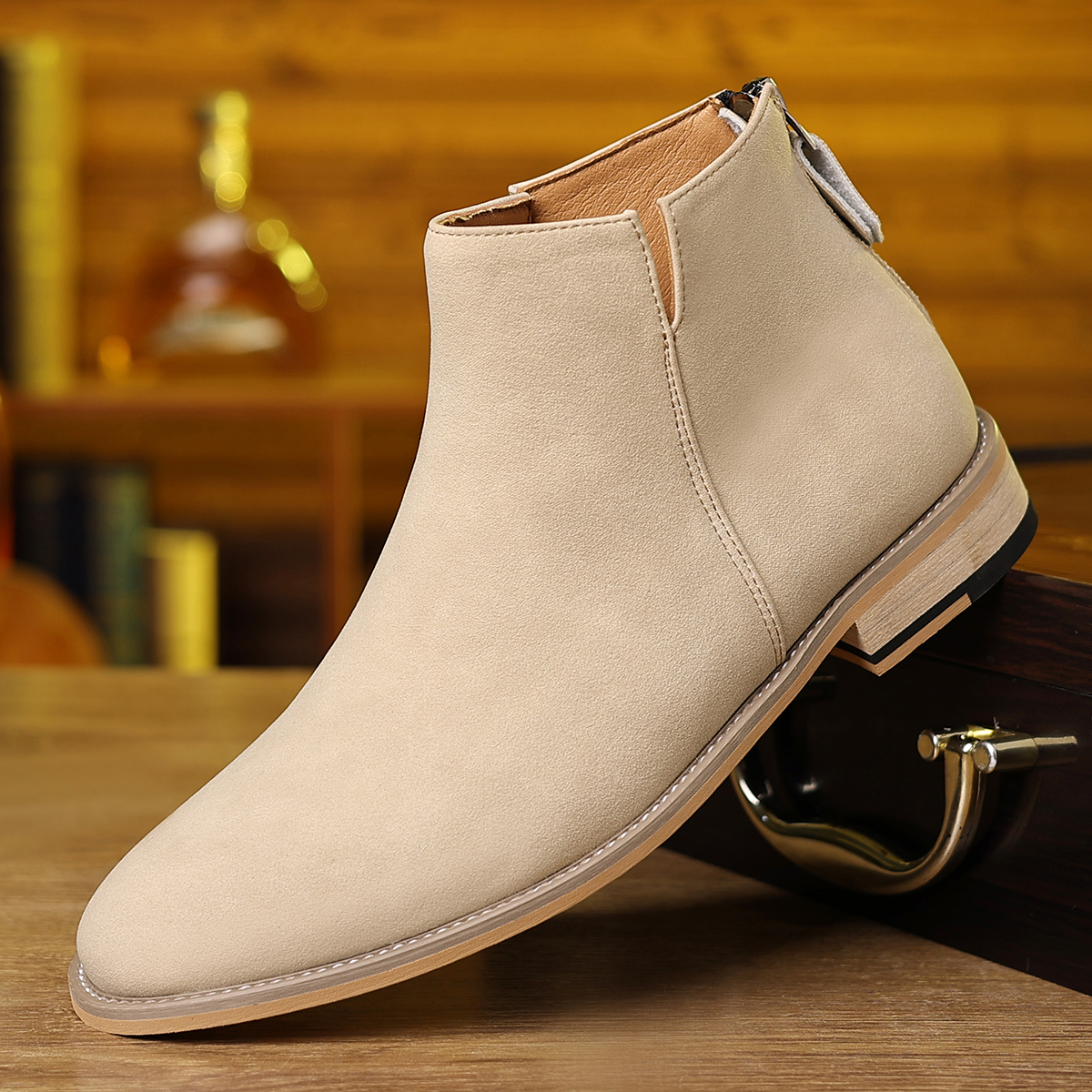 Spring Autumn High-Top Leather - Sewing Zipper avaliação e preço