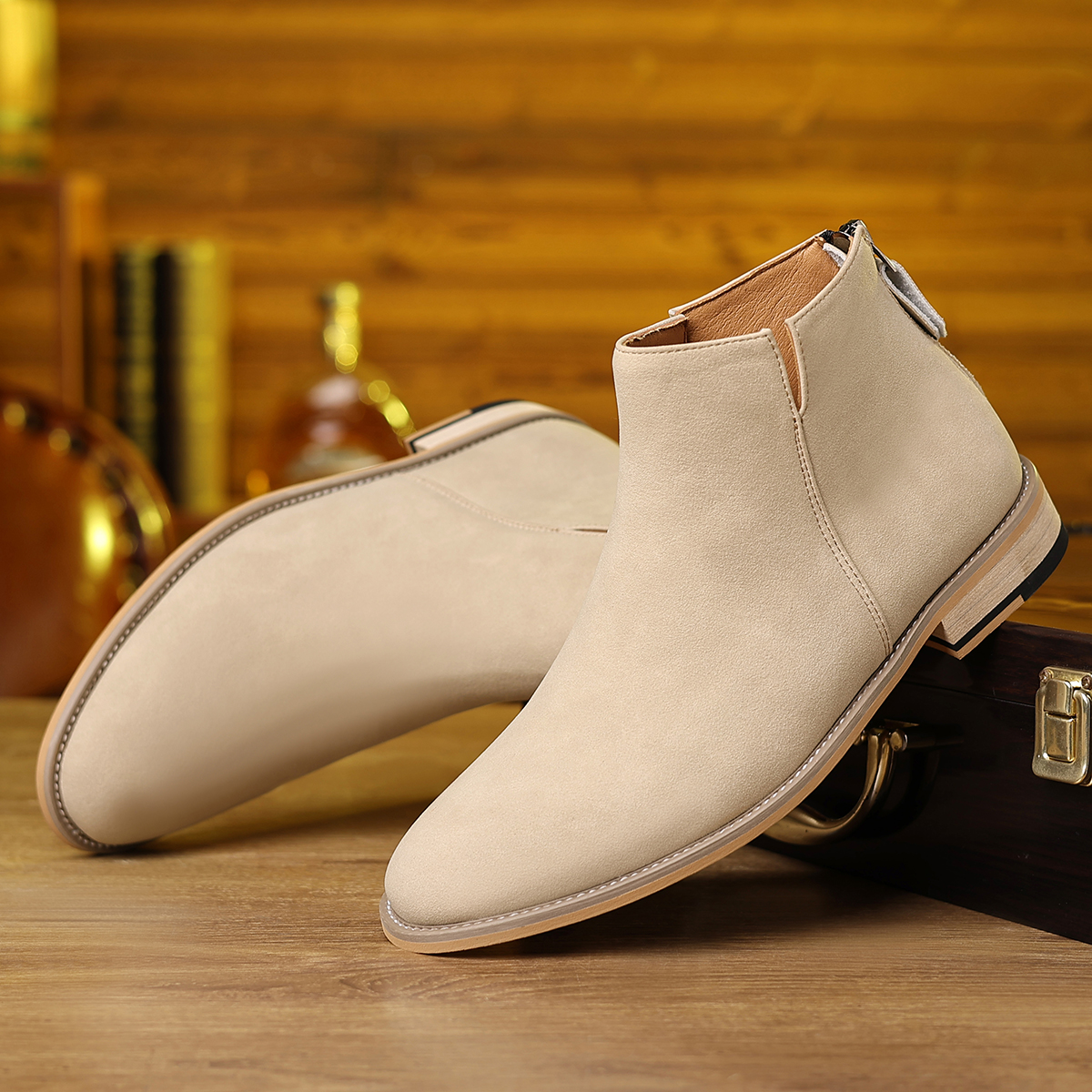 Spring Autumn High-Top Leather - Sewing Zipper avaliação e preço