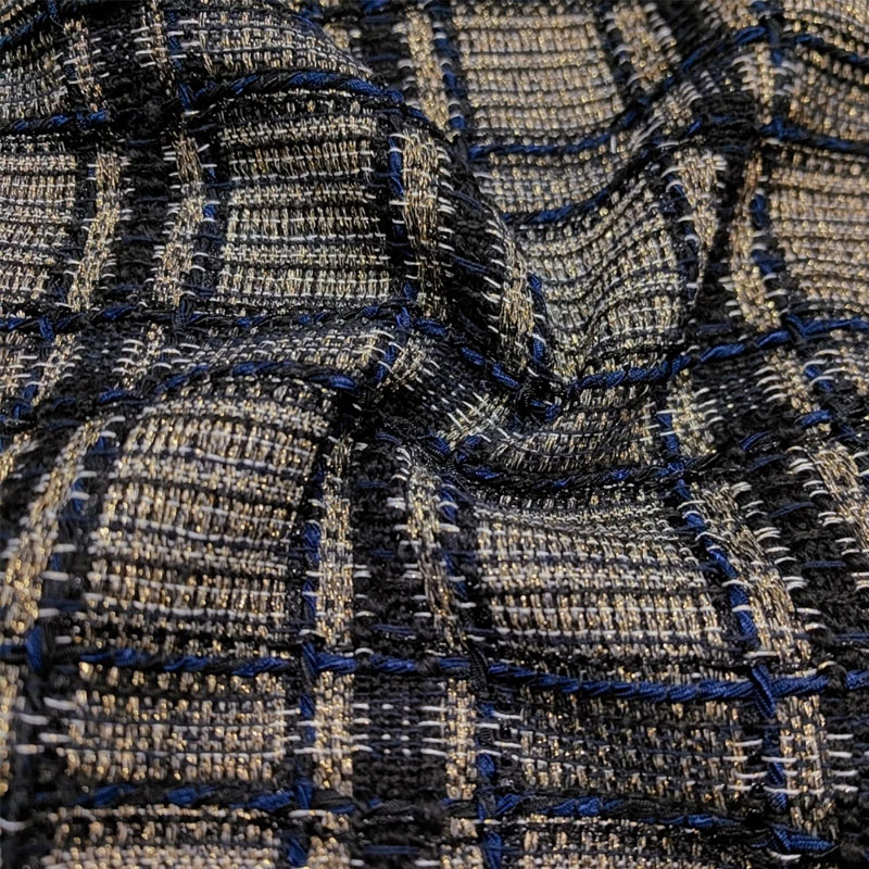 Blue and Black Lattice Yarn-Dy - Sewing Tweed avaliação e preço