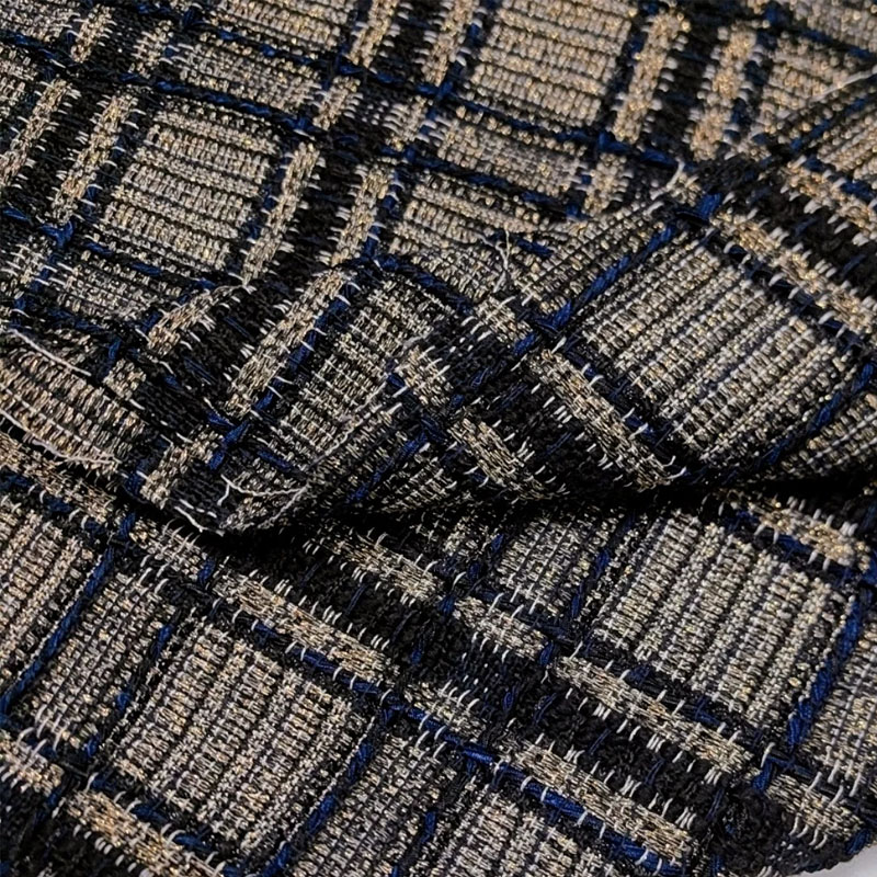 Blue and Black Lattice Yarn-Dy - Sewing Tweed avaliação e preço