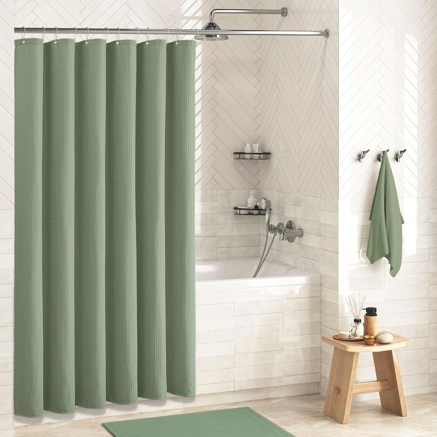 Sage Green Shower Curtain - Wa - Fabric Weight Set avaliação e preço