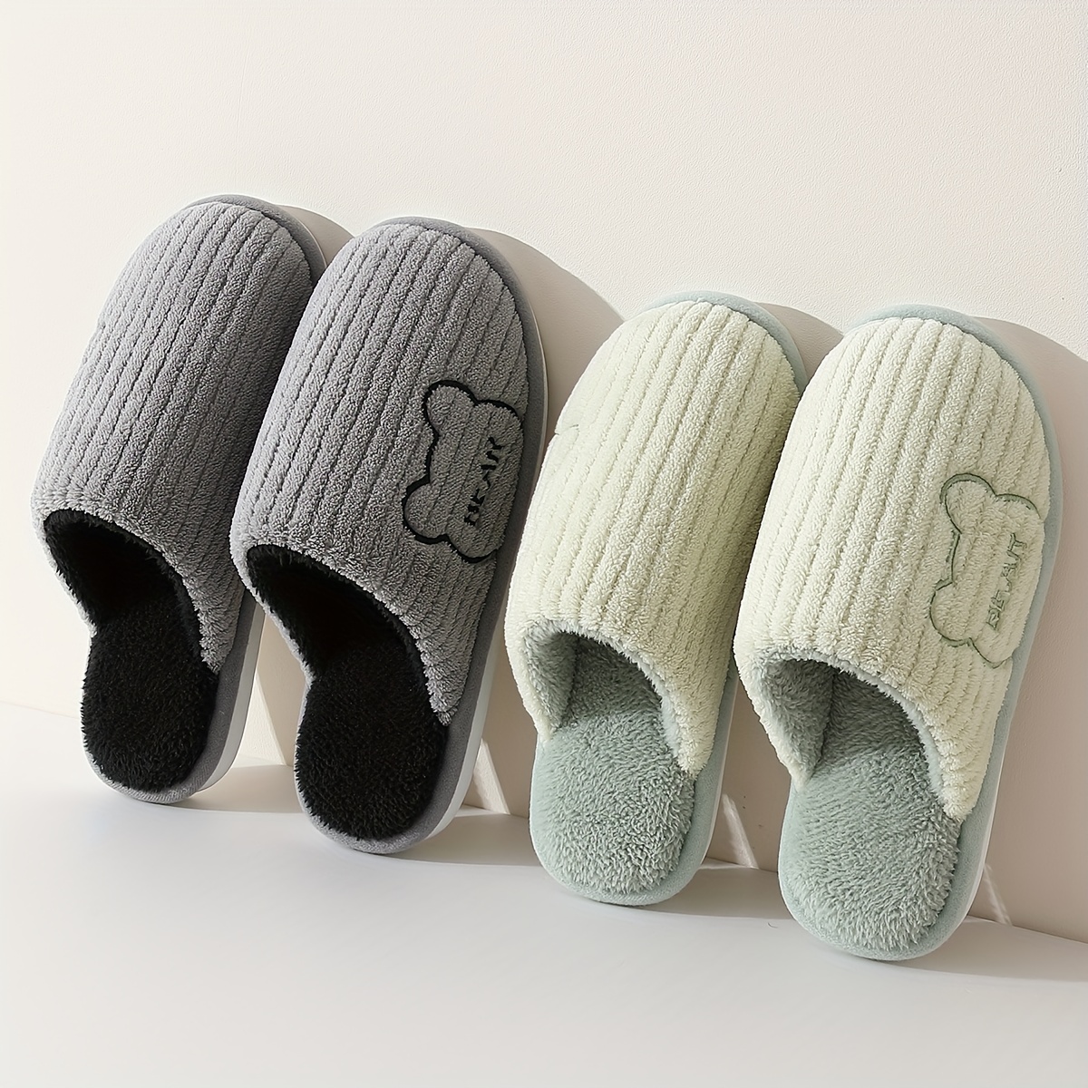 Winter Warm Plush Slippers Men - Sewing Fleece avaliação e preço