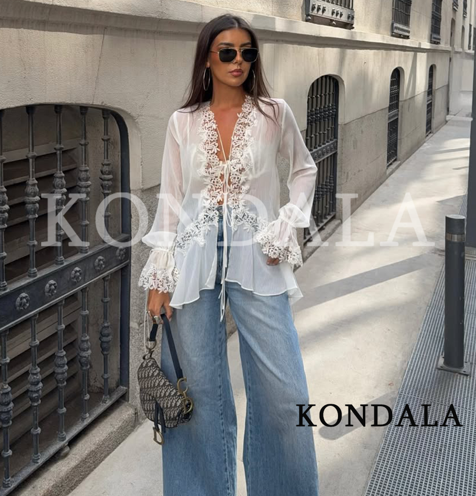 KONDALA Chic Lace Crochet Spli - Sewing V avaliação e preço